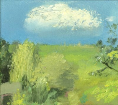 Obraz olejny - Pejzaż wiosenny z chmurą