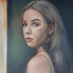 "Portret dziewczyny", olej na płótnie, 40 x 50 cm, 2021