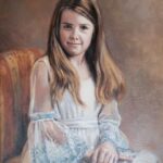Portret olejny na zamówienie- Dziewczynka w białej sukience